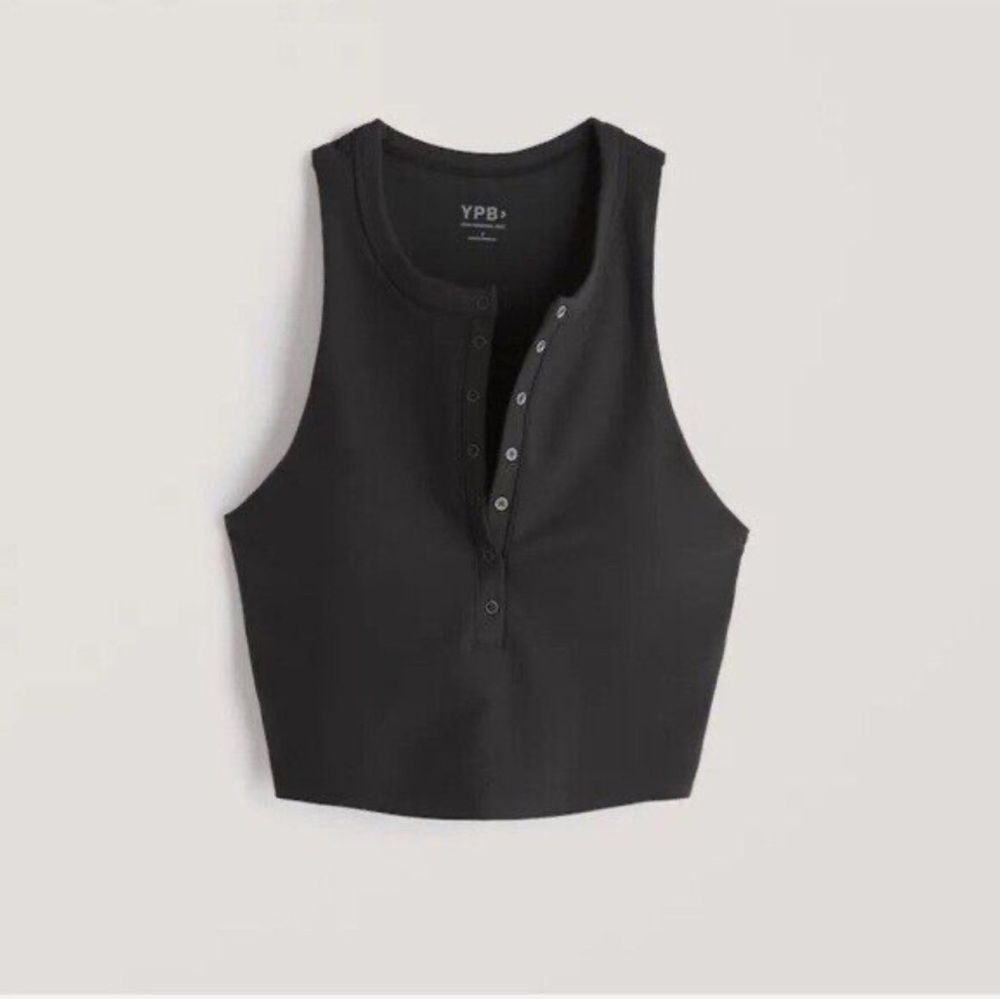 Abercrombie & Fitch YPB Curve Love Cropped Henley Snap Tank XL